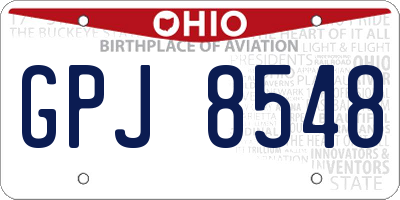 OH license plate GPJ8548
