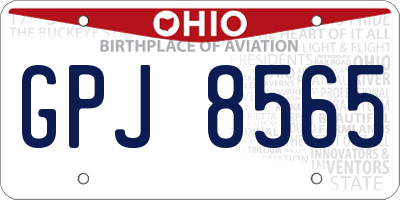 OH license plate GPJ8565