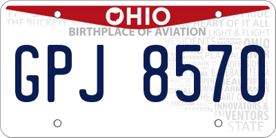 OH license plate GPJ8570