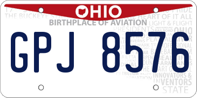 OH license plate GPJ8576