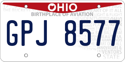 OH license plate GPJ8577
