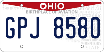 OH license plate GPJ8580