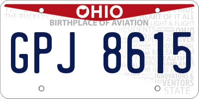 OH license plate GPJ8615