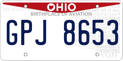 OH license plate GPJ8653