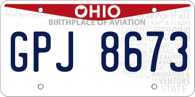 OH license plate GPJ8673