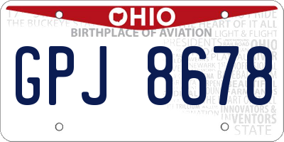 OH license plate GPJ8678