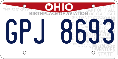 OH license plate GPJ8693