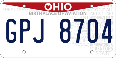 OH license plate GPJ8704