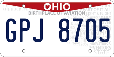 OH license plate GPJ8705