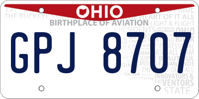 OH license plate GPJ8707