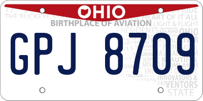 OH license plate GPJ8709