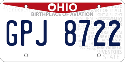 OH license plate GPJ8722