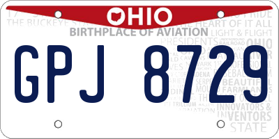 OH license plate GPJ8729
