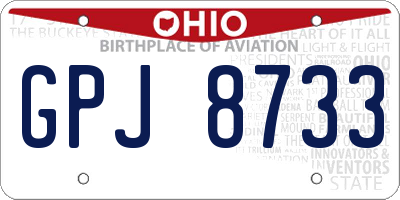 OH license plate GPJ8733