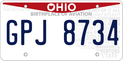 OH license plate GPJ8734