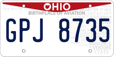 OH license plate GPJ8735