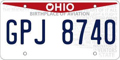 OH license plate GPJ8740