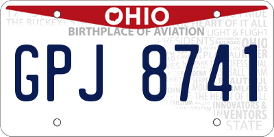 OH license plate GPJ8741