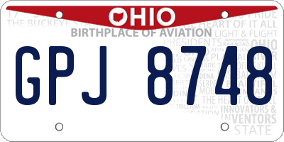 OH license plate GPJ8748