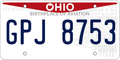 OH license plate GPJ8753
