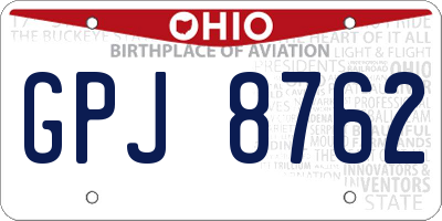 OH license plate GPJ8762