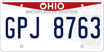OH license plate GPJ8763
