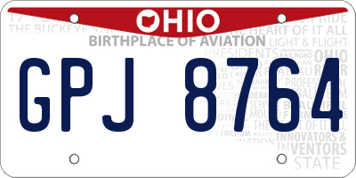OH license plate GPJ8764