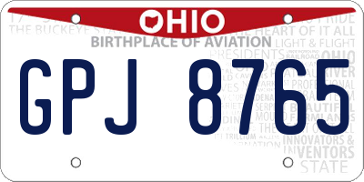 OH license plate GPJ8765