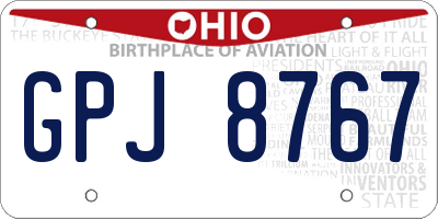 OH license plate GPJ8767