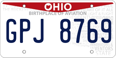 OH license plate GPJ8769