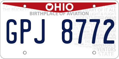 OH license plate GPJ8772
