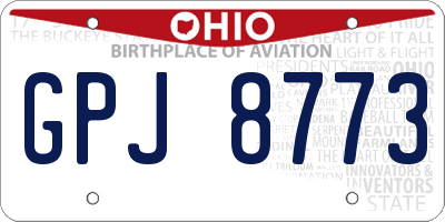 OH license plate GPJ8773