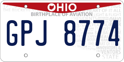 OH license plate GPJ8774