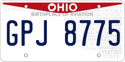 OH license plate GPJ8775
