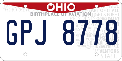 OH license plate GPJ8778