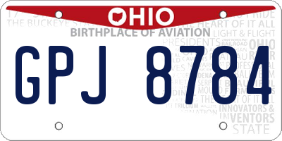 OH license plate GPJ8784