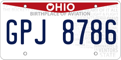 OH license plate GPJ8786