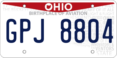OH license plate GPJ8804