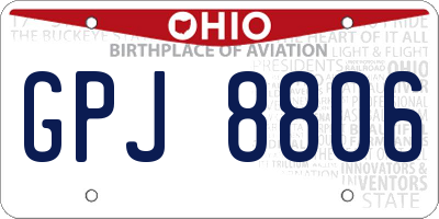 OH license plate GPJ8806