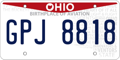 OH license plate GPJ8818
