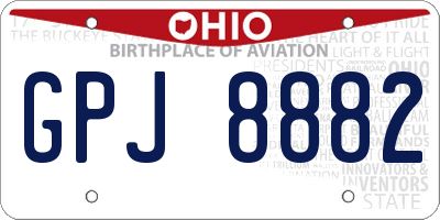 OH license plate GPJ8882