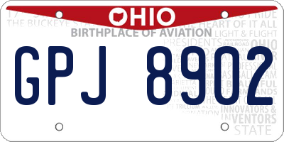 OH license plate GPJ8902