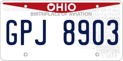 OH license plate GPJ8903