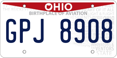 OH license plate GPJ8908
