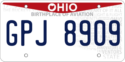 OH license plate GPJ8909