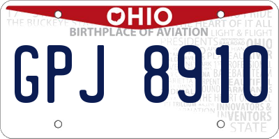 OH license plate GPJ8910