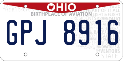 OH license plate GPJ8916
