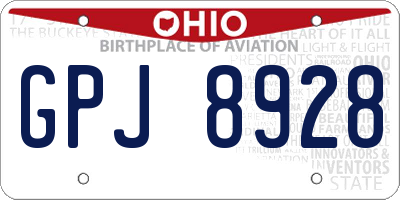 OH license plate GPJ8928