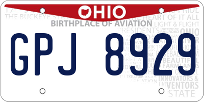 OH license plate GPJ8929