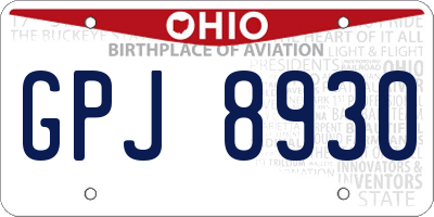 OH license plate GPJ8930